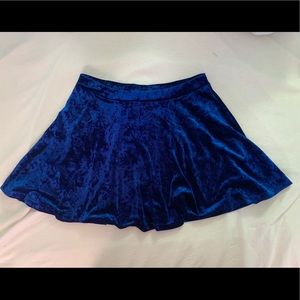 Royal Blue Forever 21 velvet skater skirt